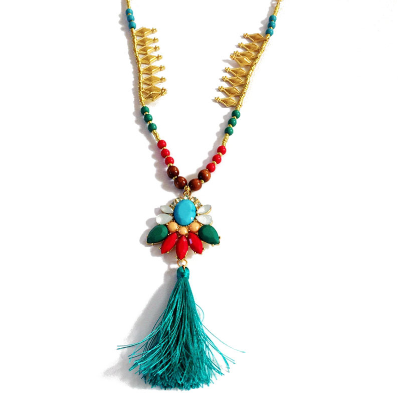 Wholesale Colorful Fringed Necklace Sweater Chain Jewelry Long Necklace display picture 2