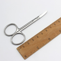 不鏽鋼眉剪 鏡光眉剪 9cm 全鋼彎頭小剪刀 雙眼皮貼美容剪刀