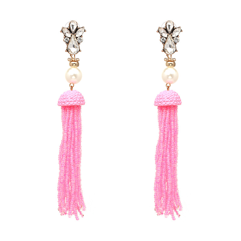 Earrings Bohemian National Style Long Tassel Earrings European And American Style Rice Beads Earrings Jewelry display picture 17