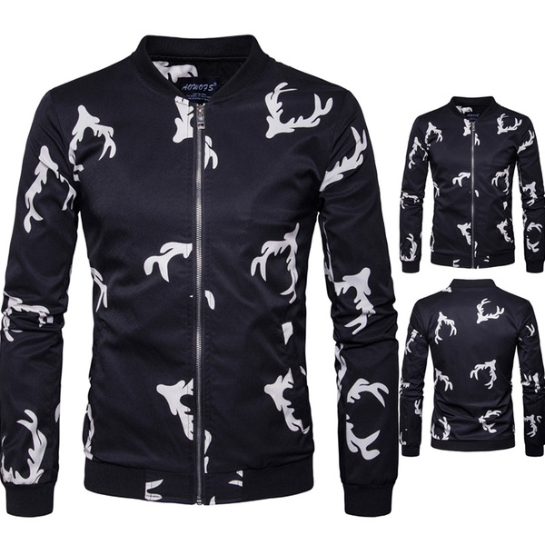 The new spring coat collar men antlers printing men jacket