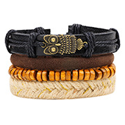 European And American Jewelry Leather Cord Woven Alloy Guitar Bracelet Three-piece Set display picture 12