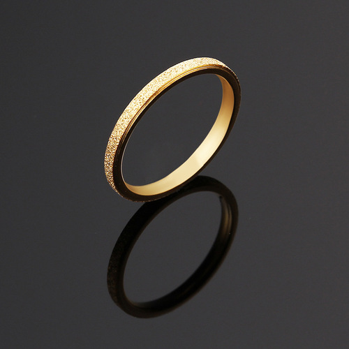 Factory Customized European and American Style 2MM Sand Gold Rose Gold Women's Titanium Steel Ring, Street Stall Jewelry Wholesale