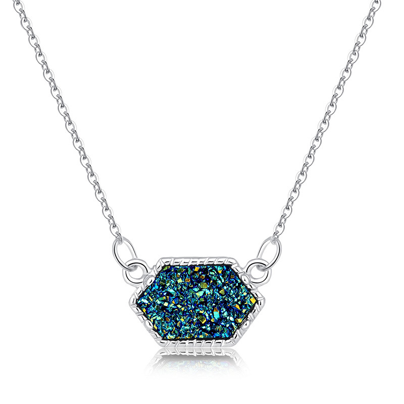 Collier À Pendentif Diamant Turquoise En Grappe De Cristal Multicolore Simple À La Mode display picture 13