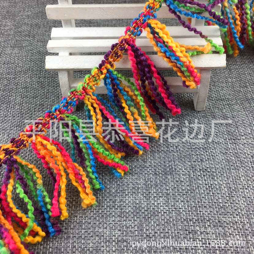 七彩波纹纱流苏