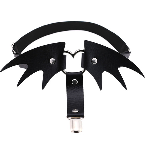 Western punk heart leather garter belt street style night club exaggerated Halloween wings leg ring ankle ring garter clip