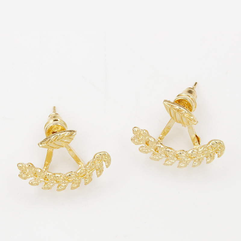 New Tree Leaf Ear Studs Hypoallergenic Hanging Olive Branch Ear Studs Wholesale display picture 10