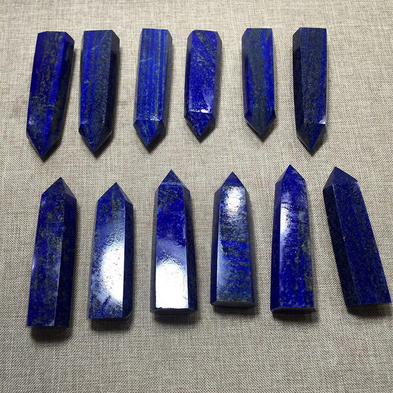 厂家批发天然水晶柱青金石水晶柱 六角棱 原石摆件特价产地批发|ms