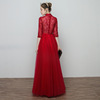 The new bride toast clothing long party dress lace collar female wedding dress in spring and summer