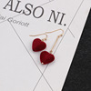 Demi-season asymmetrical cute earrings heart-shaped from pearl, Korean style, wholesale