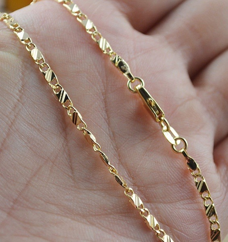 Zhenrong fashion short clavicle chain plated 18K gold 2mm flat chain European and American foreign trade Jewelry necklace wholesale