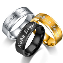 欧美纪念科比黑曼巴戒指6MM宽nba光面男士钛钢戒指不锈钢指环