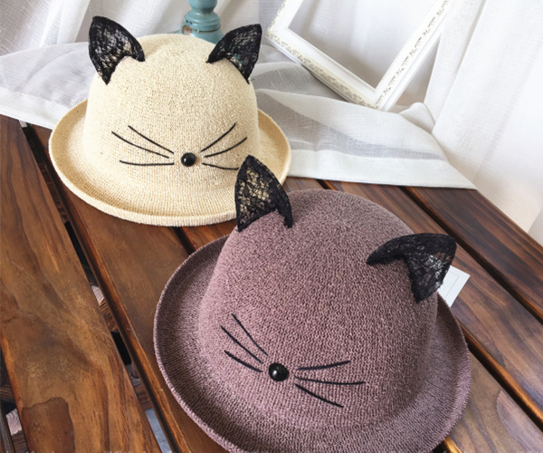 Chapeau De Paille Crème Solaire Oreilles De Chat En Dentelle Coréenne display picture 8