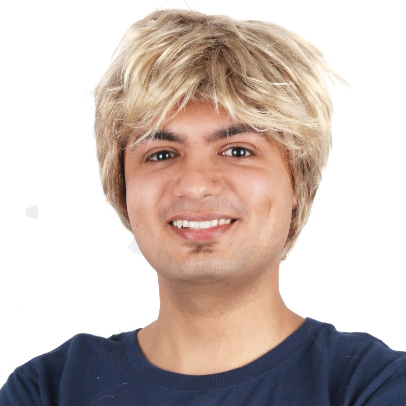 Factory direct golden brown men's wig European and American short hair wig fluffy handsome European and American boys wig wholesale Factory direct golden brown men's wig European and American short hair wig fluffy handsome European and American boys wig wholesale