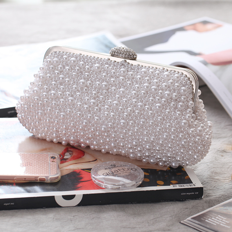 Evening Party Bag Handmade Beaded Full Pearl Bag Clutch Bag Fashion Cheongsam Bag display picture 5