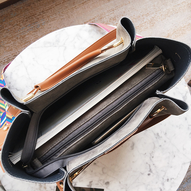 Spring and Summer Frosted Colored Belt Mother Bag Two-piece Set