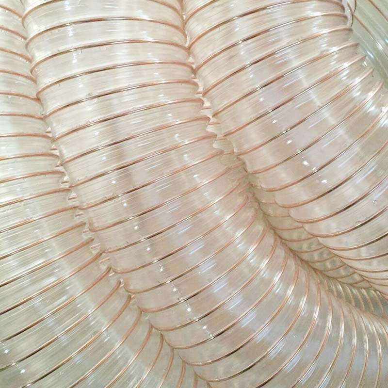 透明塑料管 吸尘圆管带钢丝通风管 PU吸木屑聚氨酯风管厂家批发