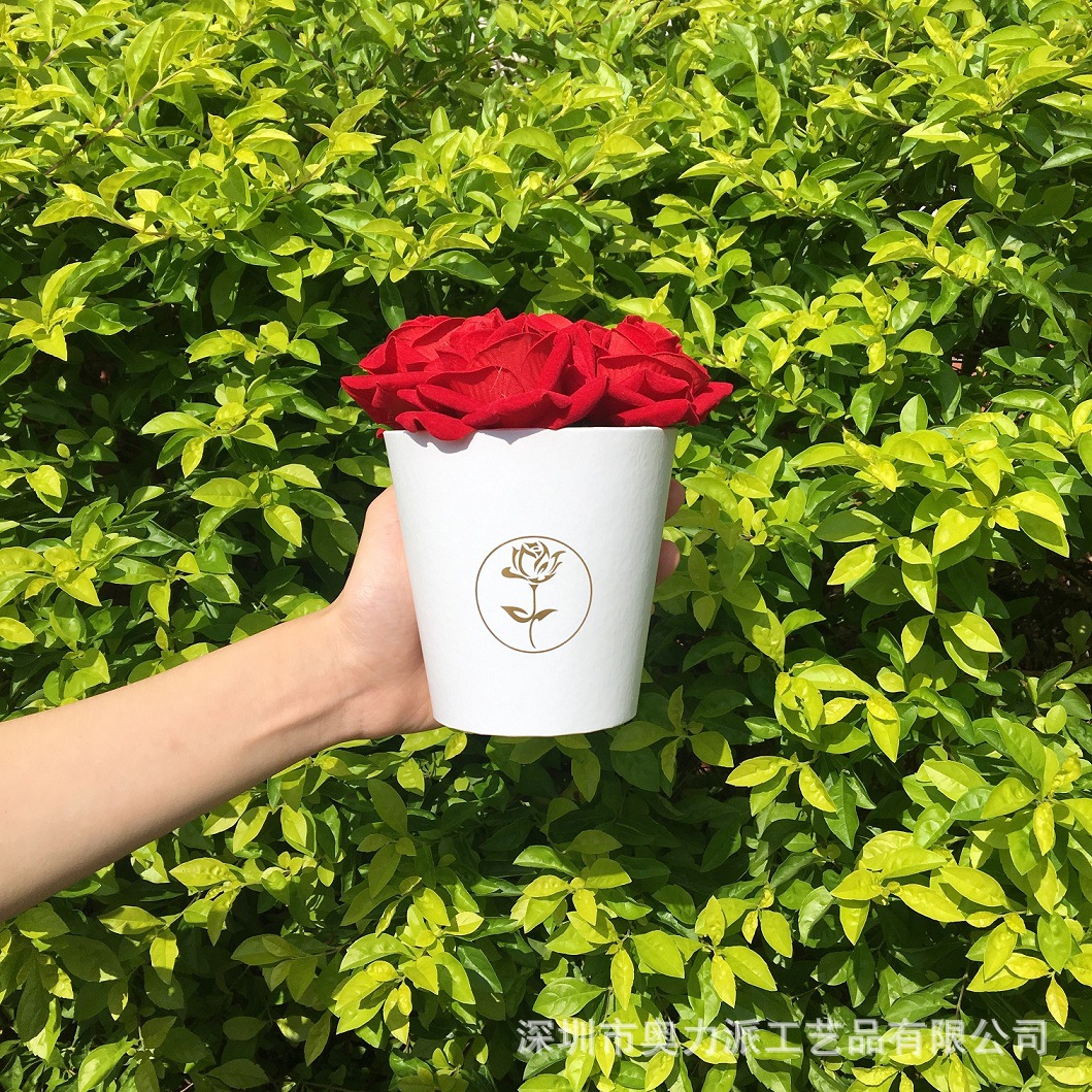 奥力派 现货 迷你鲜花礼盒 迷你花束盆栽花盒 圆桶鲜花盒