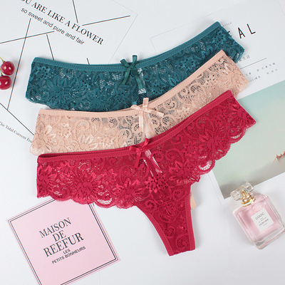 0068#歐美蕾絲t褲半透明性感誘惑女士無痕T褲大碼胖MM丁字褲