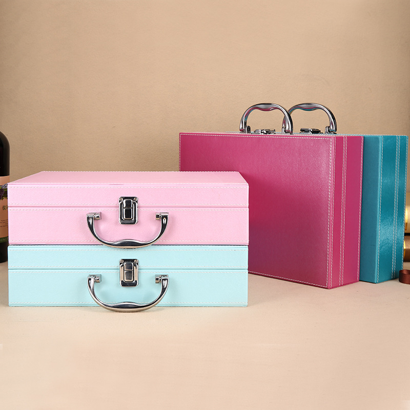 手提交房箱 pu皮质四色交房盒定 制皮质手提钥匙盒皮盒厂家定 做