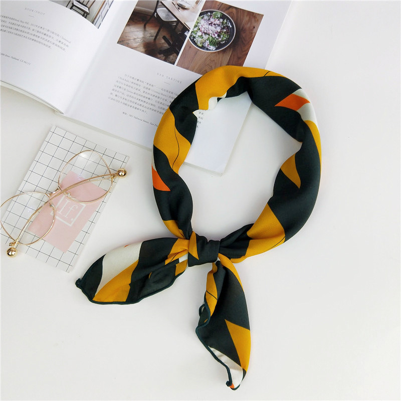 Small Square Scarf, New Printing Gift, Korean Stewardess Striped Turban display picture 9