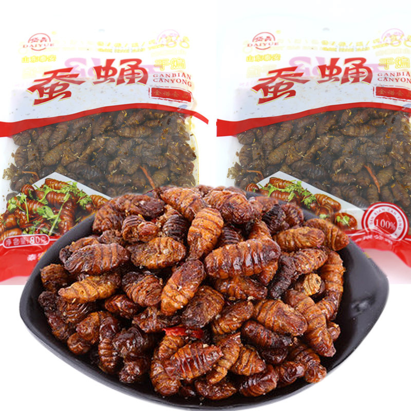 Wholesale cooked food Shandong specialty Silkworm chrysalis Gold silkworm chrysalis Fried Silkworm pupa On behalf of food