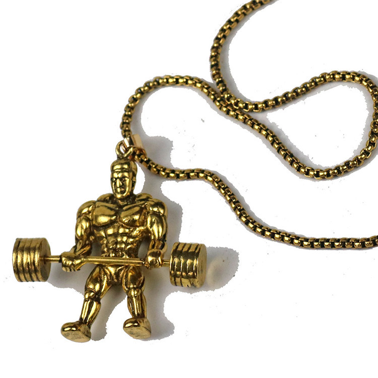 Simple Weightlifting Muscle Men Stainless Steel Necklace Wholesale display picture 2