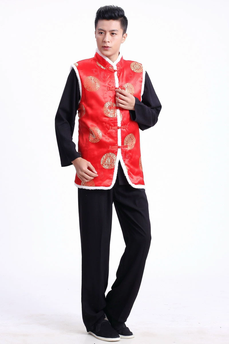 Праздничный фотожилет, этническая одежда, утолщенная стеганая мужская одежда, древний костюм, костюм Тан, мужской повседневный жилет в стиле шинуазри