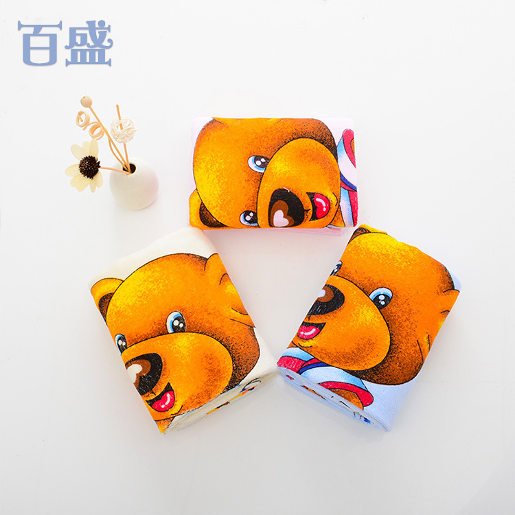 厂家批发可爱动物小熊儿童浴巾 卡通印花柔软吸水儿童纯棉浴巾