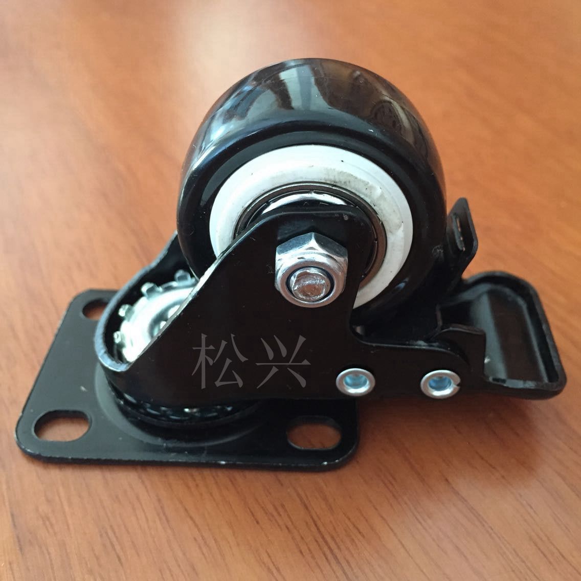 黑色金钻万向脚轮 2寸PU脚轮 双刹车PU脚轮 聚氨酯刹车脚轮