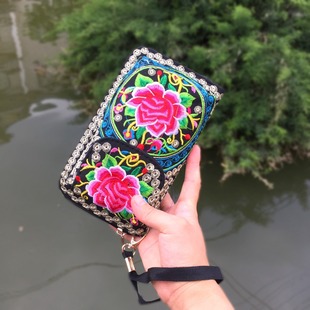 Этническая барсетка из провинции Юньнань, сумка через плечо, маленькая сумка клатч, шоппер, этнический стиль, с вышивкой