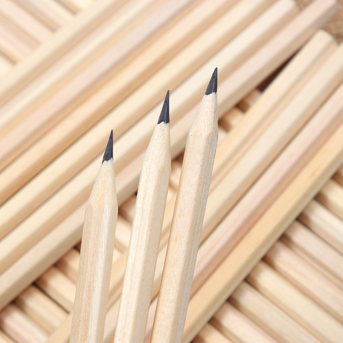 Factory direct sales log 2B pencil hexagonal white rod bulk triangle pencil log double cut pencil pencil wholesale