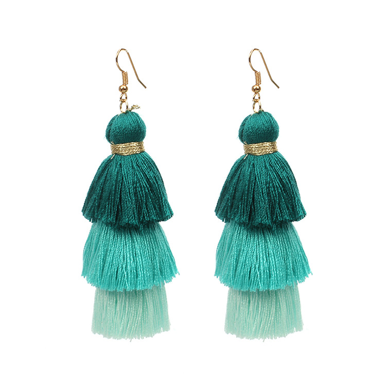 10g Weight Earrings Classification Women'S Gender Fashion Style Purple, Red, Green, Black Color Hot-selling Multilayer Tassel Wild Long Bohemian Style Earrings 3