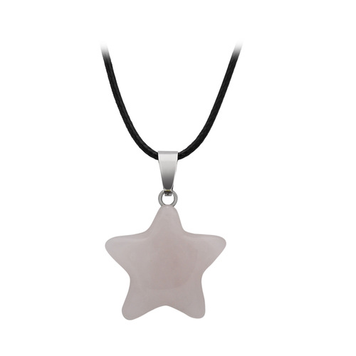 European and American necklace natural stone hand-carved five-pointed star pendant raw stone crystal lucky star pendant set box