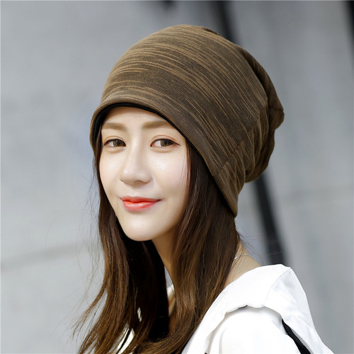 Trendy hat women's summer thin gradient striped headscarf air-conditioning confinement chemotherapy pile nightcap warm head protection factory