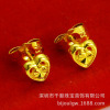 Small wholesale Gold earrings Gold-plated Heart-shaped Hollow Diamonds simulation jewelry Anti allergy Fade