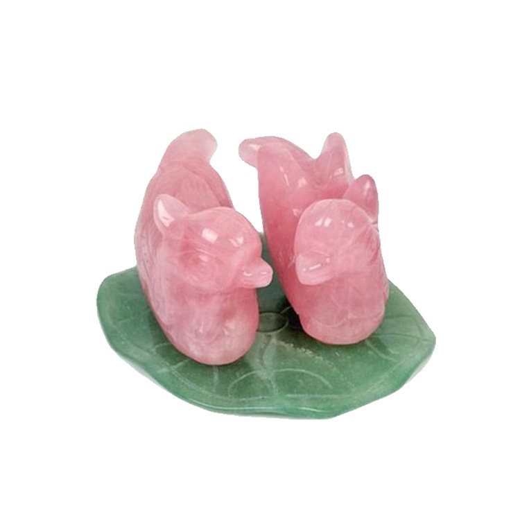 批發水晶粉晶鴛鴦擺件水晶擺件白頭偕老