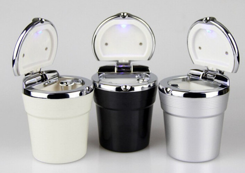 Car ashtray universal in-car imitation metal electroplated ashtray creative with LED light plastic car ashtray