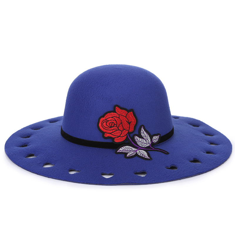 El otoño y el Invierno sombrero de lana de ala grande hueco sombrero de copa de estilo Chino serie de flores sombrero caliente Amazon bolsa de pelo superior