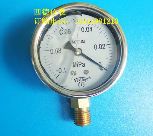 60MM径向 -0.1MPA~0耐震真空表，耐震真空压力表，耐震真空负压表