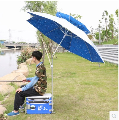 Fishing Umbrella 2.2/2.4m Swivel Dual-Layer Outdoor Sunshade UV Protection Windproof Rainproof Fishing Gear Lightweight Fishing Tackle