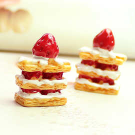 拿破仑草莓蛋糕树脂饰品配件奶油胶滴胶手机壳冰箱贴装饰材料-E4