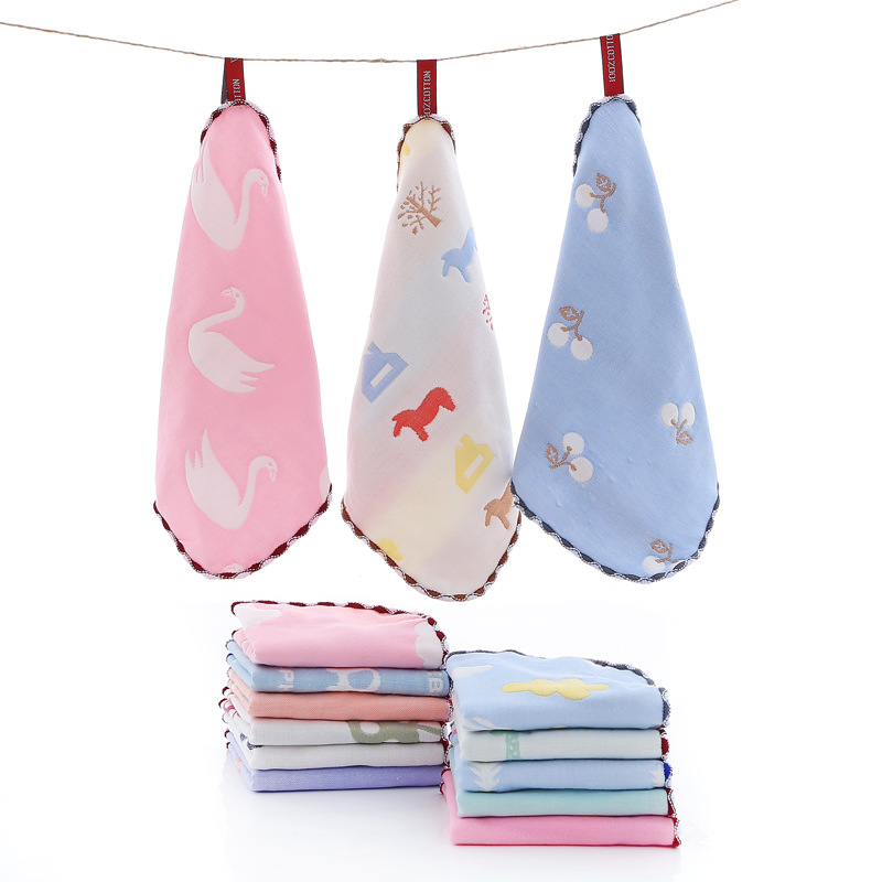 纯棉六层纱布小方巾宝宝口水巾儿童手帕毛巾柔软吸水纱布巾