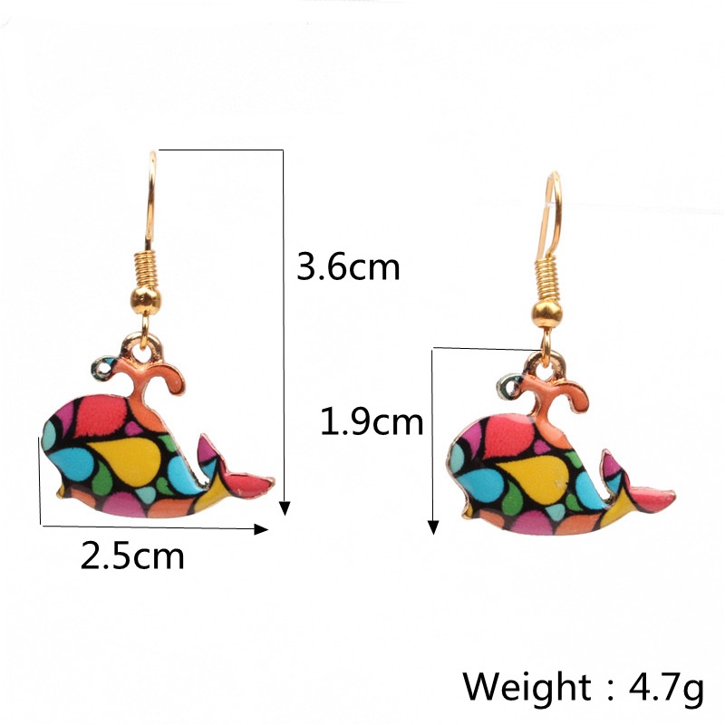 Fashionable Long Dolphin Big Fish Whale Cute Drop Glaze Cute Dolphin Delicate Sweet Earrings display picture 1