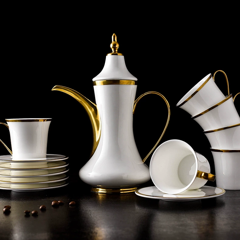 Белый кофейник, чайный набор для домашнего использования, фарфорский послеобеденный чай, ручная роспись