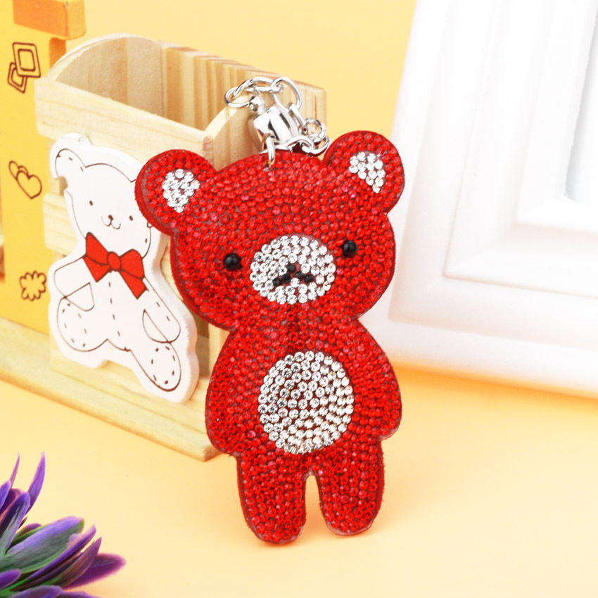 35g Weight Keychain Classification 1 Piece Quantity Daily Occasion Flannel Material Bag, Bear Pattern Women's Gender Diamond Design Cute, Korean Style Style 1 Piece Bag Bear Keychain Flannel Women's Cute Korean Style Keychain 8