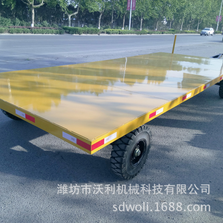 牵引式平板车搬运车工厂物资设备周转运输叉车拖挂重型低底盘拖车