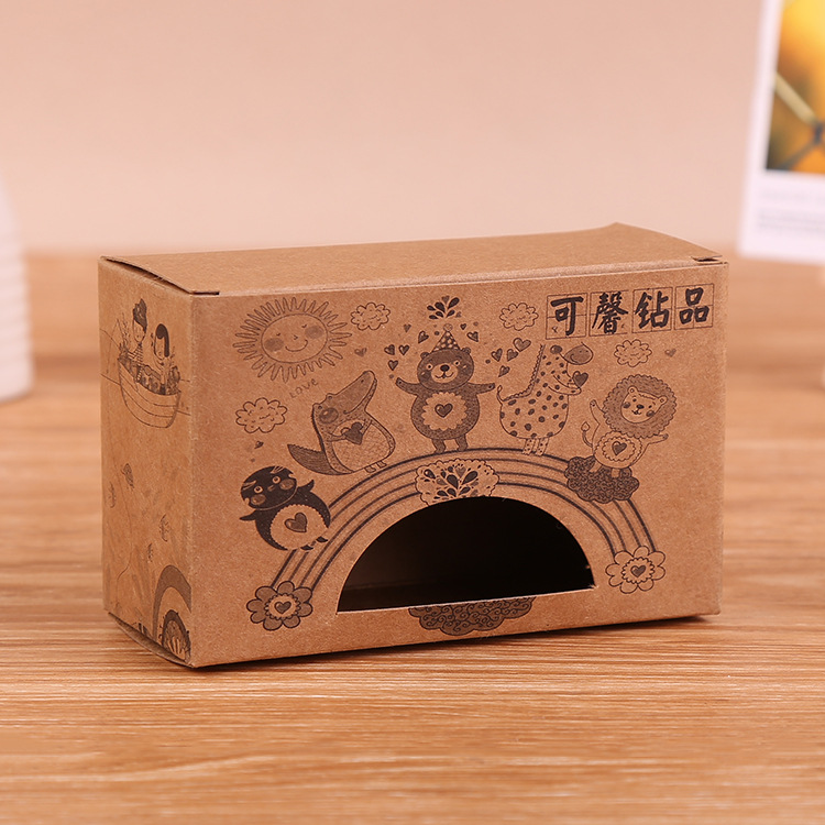 厂家定做食品包装纸盒 牛皮纸折叠礼盒 开窗文具包装盒定制图案