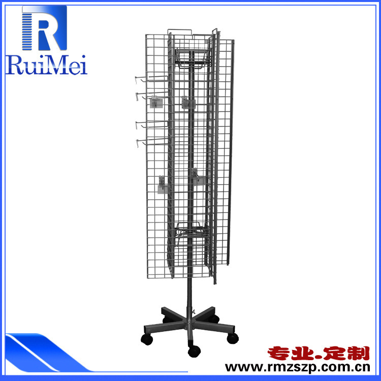 四面旋转挂网挂钩展示架 网片网格饰品展示架 金属挂网铁货架定制