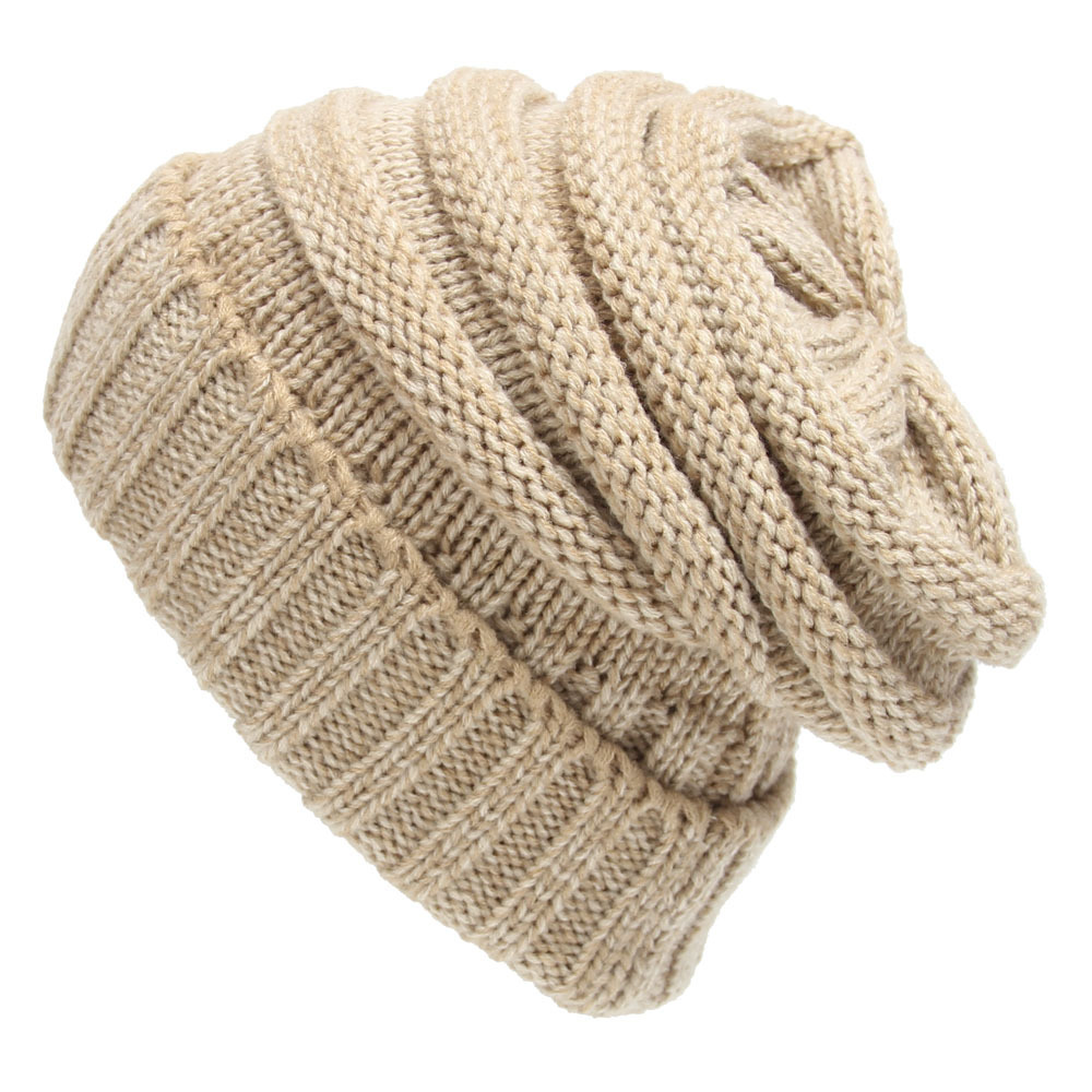 Outdoor autumn and winter striped pullover without a logo hat, couple's warm knitted hat with yarn_voghion.com