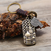 Woven metal transport handmade, retro pendant, leather keychain, accessory, genuine leather